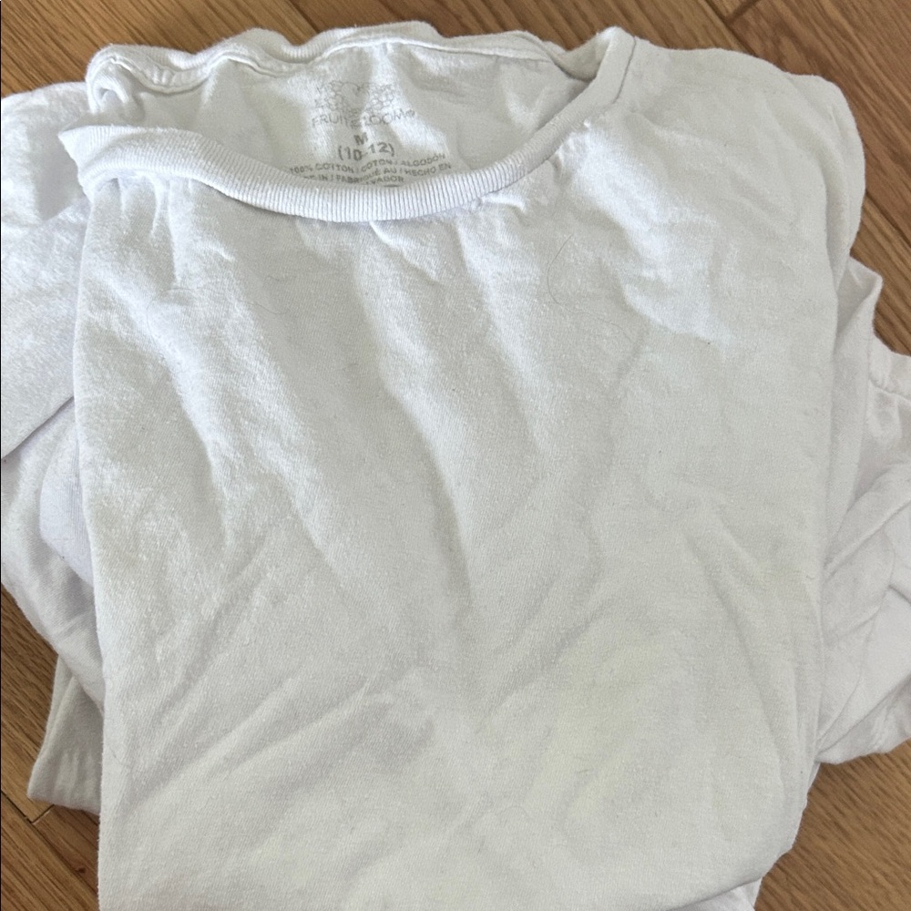 Lot of 7 Boys Basic White Crew Neck Tee